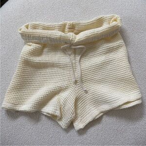 Donni Cream Waffle Roll Shorts
